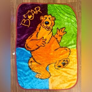 Bear In Big Blue House Throw Blanket Soft Plush HTF Vintage Jim Henson 30 x 43